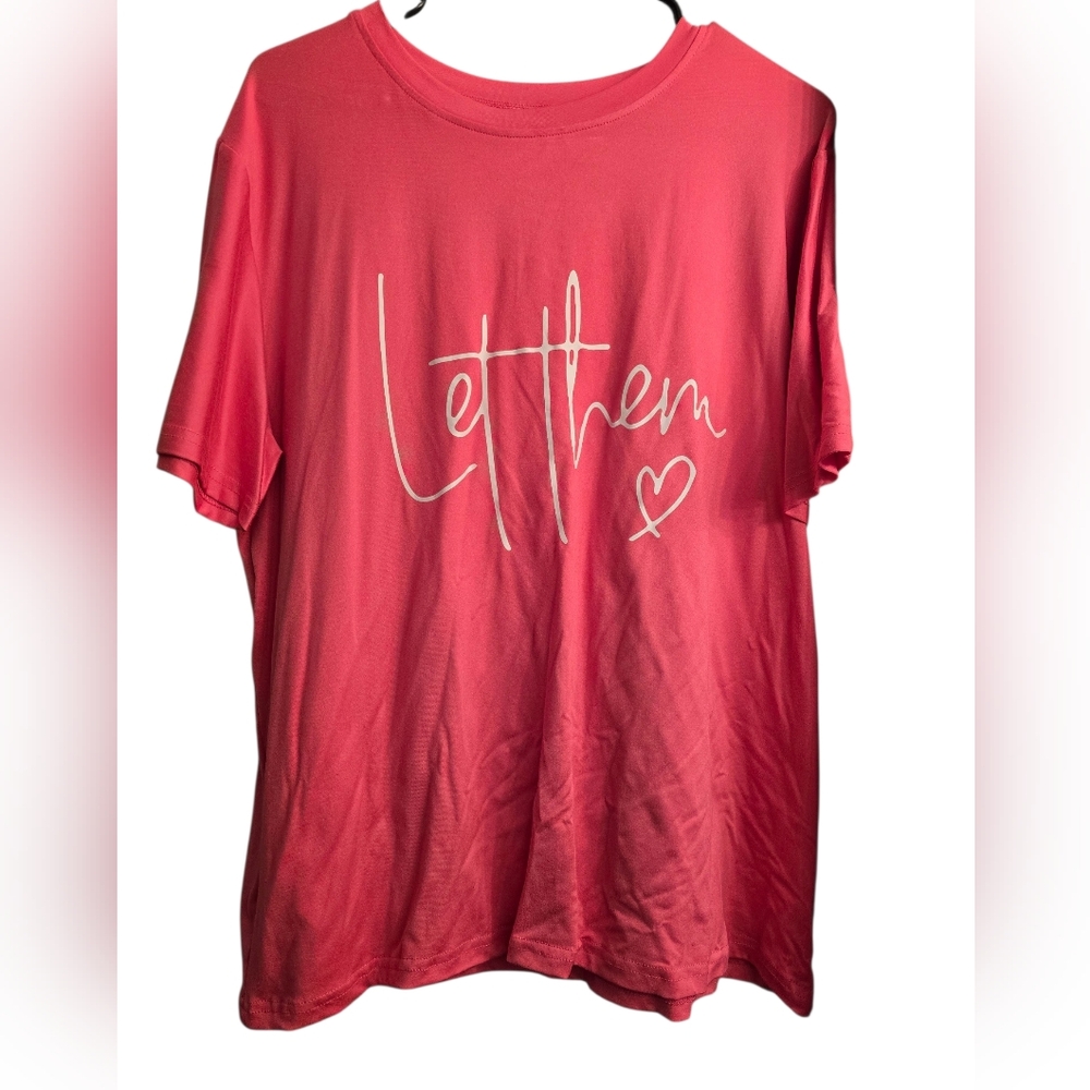 Let Them Heart Graphic Tee - Coral Pink